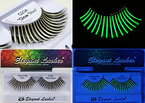 G234 "Glow Stixx" Glow in the Dark False Eyelashes Halloween Dance Rave Costume