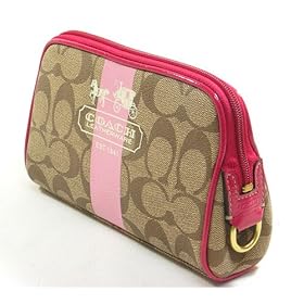 AUTHENTIC COACH HERITAGE SIGNATURE STRIPE BEAUTY COSMETIC CASE 40923