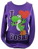 Super Mario Brothers Yoshi Womens Pull Over Sweatshirt - I Heart Yoshi on Purple