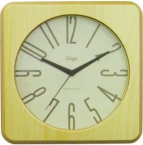 Coga (コガ) 掛け時計 Wood Stripe Wall Clock Square 四角型 Natural ナチュラル JSW08091005-NA 
