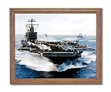 USS John C Stennis Aircraft Carrier Naval Ship Military Wall Picture Oak Framed Art Print