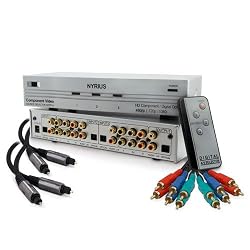 Nyrius HD Ready Component Video Source Selector Switch (SW201) with Bonus 4 Pack of 6 Foot Component Video Cables (RGBCAB6E) & Bonus 4 Pack of 6 Foot High Performance Digital Audio Optical Toslink Cable (NWOC500)