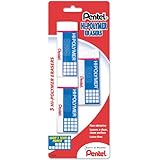 Pentel Hi-polymer Block Eraser, Large, 3 Pack, White  (ZEH10BP3-K6)