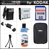 16GB Exclusive Accessory Kit For The Kodak Zi8 Pocket Video Camera & Kodak PLAYSPORT Package Includes 16GB Memory + Kodak Klic-7004 Replacement battery (1100MAH) + 1 Hour Charger + Hard Shell Carrying Case, Flexible Tripod + More