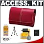 Sony CyberShot LCS-TWF Red Leather Carrying Case + Accessory Kit for DSC-T700, DSC-T500, DSC-T77, DSC-T90, DSC-T900, DSC-W220, DSC-W230, DSC-W290 Digital Cameras