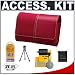 Sony CyberShot LCS-TWF Red Leather Carrying Case + Accessory Kit for DSC-S750, DSC-S780, DSC-T100, DSC-T200, DSC-T300, DSC-T500, DSC-T700, DSC-W120, DSC-W130, DSC-W200, DSC-W300 Digital Cameras