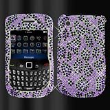 Blackberry Curve 8520 9300 Full Diamond Bling Graphic Case – Purple Black Leopard (free Special ESD Shield bag)
