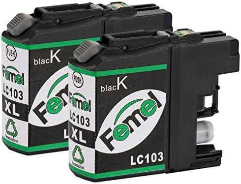 FEMEL Re-manufactured Ink Cartridges Replacement for Brother LC103 LC103XL (2xBlack)