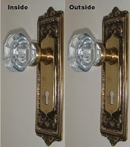 OLD TOWN 24% Lead Crystal Glass/Solid Antique Brass Passage Door Set-for Modern Doors