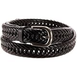 WranglerMensBigAndTallHandWovenLeatherBelt,Black,52
