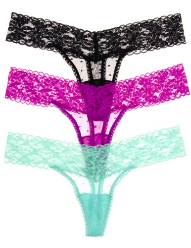 3 Pack Full Lace Polka Dot Thong