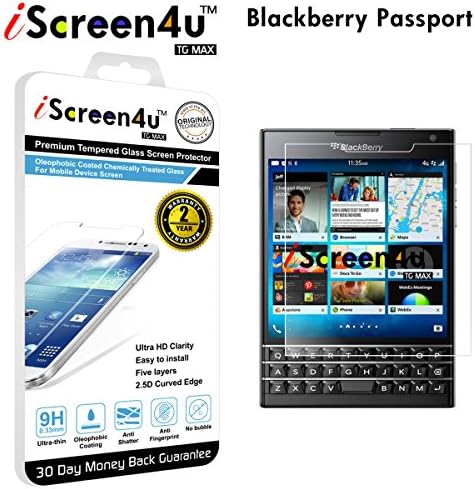 BlackBerry Passport Screen Protector - iScreen4u TG MAX 2.5D Rounded Edge 0.33mm Ultra-thin Tempered Glass Screen Protector with a 2-year limited warranty (BlackBerry - Passport)