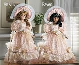 Victorian Doll In Pink Ruffled Dress & Hat Raven by Collections Etc