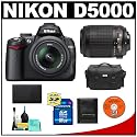 Nikon D5000 Digital SLR Camera with 18-55mm VR Lens + 55-200mm VR Zoom Lens + 16GB Memory Card + Spare EN-EL9 Battery + Case