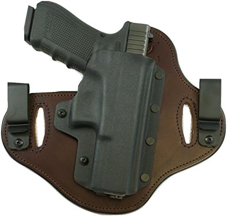 Hidden Hybrid Holsters, Smith &amp; Wesson Sigma SW40C,SW40V,SW40VE,SW40E - Black Kydex/ Brown Leather- RH Draw