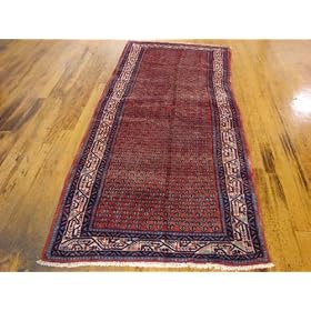 3'7 x 9'1 Red Persian Hand Knotted Wool Farahan Runner Rug