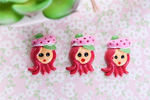 24pcs 2.5*3.4*0.7cm Resin "Strawberry Girl" Diy Fridge/photo Frame Sticker Accessories