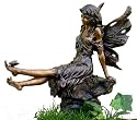Fairy & Butterfly Garden Statue Antique Copper Finish, 14-inch
