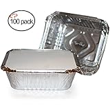 TigerChef Durable Aluminum Oblong Foil Pan Containers with Board Lids, 1-Pound Capacity, Aluminum Foil Take-Out Pans with Lids, 5.56 x 4.56 x 1.63 inch (100,1-Pound with Board Lid)