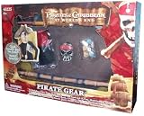 Pirates of the Caribbean At World's End Pirate Gear with 3-Piece Foam Pirate Hat, Black Silk Cord, Skull Emblem, Marker, 2 Skull Beads, 2 Bone Heads, 5 Spacer Beads, 4 Feathers, Eye Patch, Waxed String, Bone-Shaped Flag Stick, Flag Material, Flag Stencil, Plastic Needle Plus Instructions