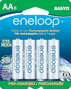 eneloop AA 1800 cycle,  Ni-MH Pre-Charged Rechargeable Batteries, 8 Pack