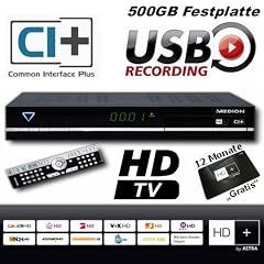 MEDION P24006 HD HD+ Karte (12 Monate Gratis nutzbar) HDTV Sat-Receiver Direkte Aufnahme �ber USB � HD+ Karte inklusive HD+ (Nagra embedded) CI+ & interne Festplatte 500 GB
