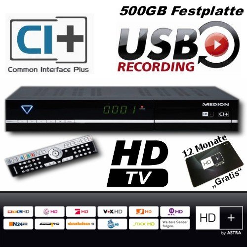 Satelliten und TV Receiver MEDION P24006 HD HD+ Karte (12 Monate