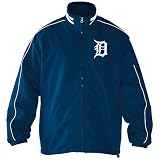 MLB Men's Detroit Tigers Baseball Full Zip Jacket (Navy, Large)