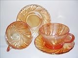 Carnival Glass Cup and Saucer in Marigold Tone