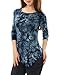 Allegra K Women's Tie Dye Irregular Hem Shirt Round Neck Long Sleeves Casual Top X-Large Blue