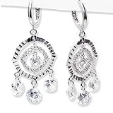 Cubic-zirconia Rhodium Finish Sterling Silver Chandelier Earrings
