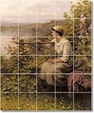 Daniel Ridgway Knight Garden Floor Tile Mural 6. 17x25.5 inches using (24) 4.25x4.25 ceramic tiles.