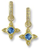 Cushion Leaf Pave Diamond Earring Charms - Blue Topaz - by Zasha Signature Jewelry