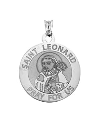 Saint Leonard Medal - Available in Solid 14K Yellow or White Gold, or in Sterling Silver