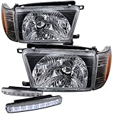 1996-1998 Toyota 4Runner Headlights Lamps + 8 Led Fog Bumper Light