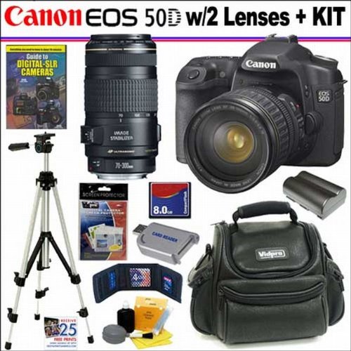 Canon EOS-50D 15.1MP Digital SLR Camera With 28-135IS/70-300IS USM Lenses + 8GB DLX Accessory Kit Canon EOS-50D 15.1MP Digital SLR Camera With 28-135IS/70-300IS USM Lenses + 8GB DLX Accessory Kit