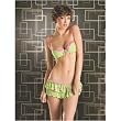 Seven 'til Midnight 3-way bra & skirted thong With plaid trim M/L Green