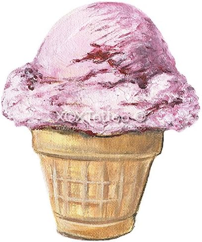 Pink Cherry Ice Cream Cone Set of 4 Temporary Tattoos (Waterproof Lasts 3 to 4 days)