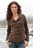 Chadwicks Big-Button Marled Cardigan (BLACK,M)