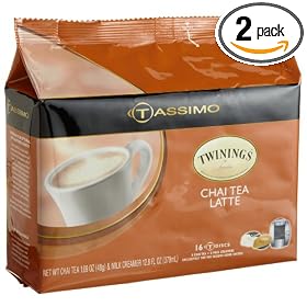 Twinings Chai Tea Latte (8 Servings), 16-Count T-Discs for Tassimo Coffeemakers (Pack of 2)