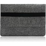 Sinoguo Gray Felt Case Sleeve Pouch with 2 Pocket Inside for 15 Inch Macbook Pro Retina, Handmade Laptop Bag Holder Pouch with Black Elastic Band for 15 Inch Macbook Pro Retina
