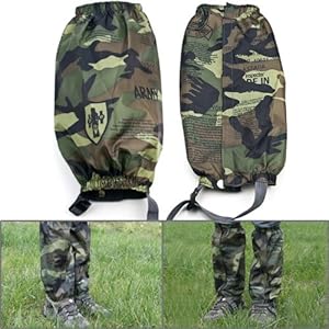 1 Pair Camouflage Army Unisex Velcro Sealed Closure TPU Strap Buckle Waterproof Nylon Cloth Leg Gaiters Leggings Cover for Rain Winter Outdoor Sports Activities