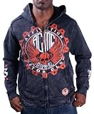 AFFLICTION Gearhead Zip Distressed Raw Edge Mens Hoodie