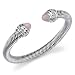 Radiant Glamour: Designer Inspired Sterling Silver Cable Style Bangle Bracelet with Rose Quartz and White CZ Diamond