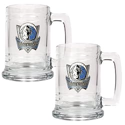 Dallas Mavericks 2pc 15oz Glass Tankard Set - Primary Logo NBA Basketball
