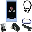 Accessories Combo for the Microsoft Zune HD MP3 Player: Blue Rubberized Silicone Skin Case, USB Data Sync Charging Cable, USB Car Charger, USB Wall Travel/Home Charger, Screen Protector, and Free Carabiner Key Chain