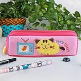[Let's Play] Embroidered Applique Pencil Pouch Bag / Cosmetic Bag / Carrying Case (7.5*2.5*1.6)
