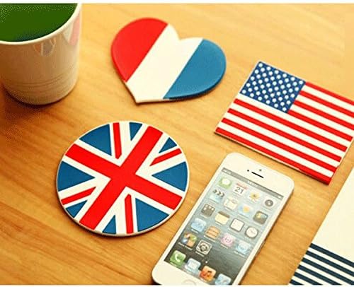 HOCUS™ Silicone Cup Mat with High Heat-Resistance, 3 Pcs Cute Durable Silicon Coaster Hot Cup Holder, USA, UK, France National Flag Design, Set of 3 Drink Placemat (6, Assorted)
