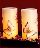 Set Of 2 Butterfly LED Everlasting Pillar Candles