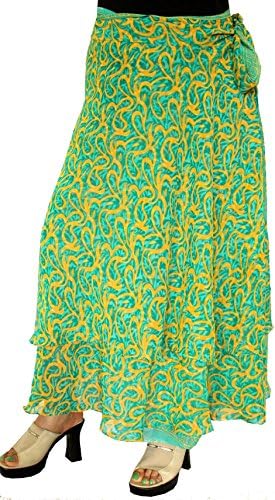 Indian Skirt Womens Long Magic Beach Wrap Around India Clothing (Green)